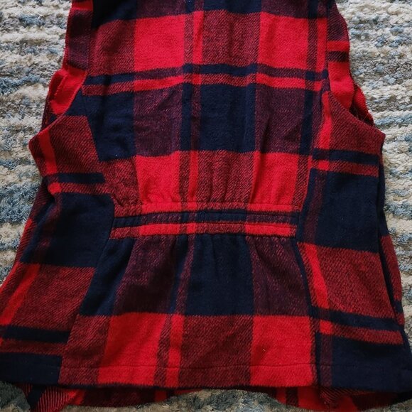 Favlux Plaid Hoodie Short Crop Zip Up Vest Women’s - Red/Navy || Med EUC - Picture 6 of 10